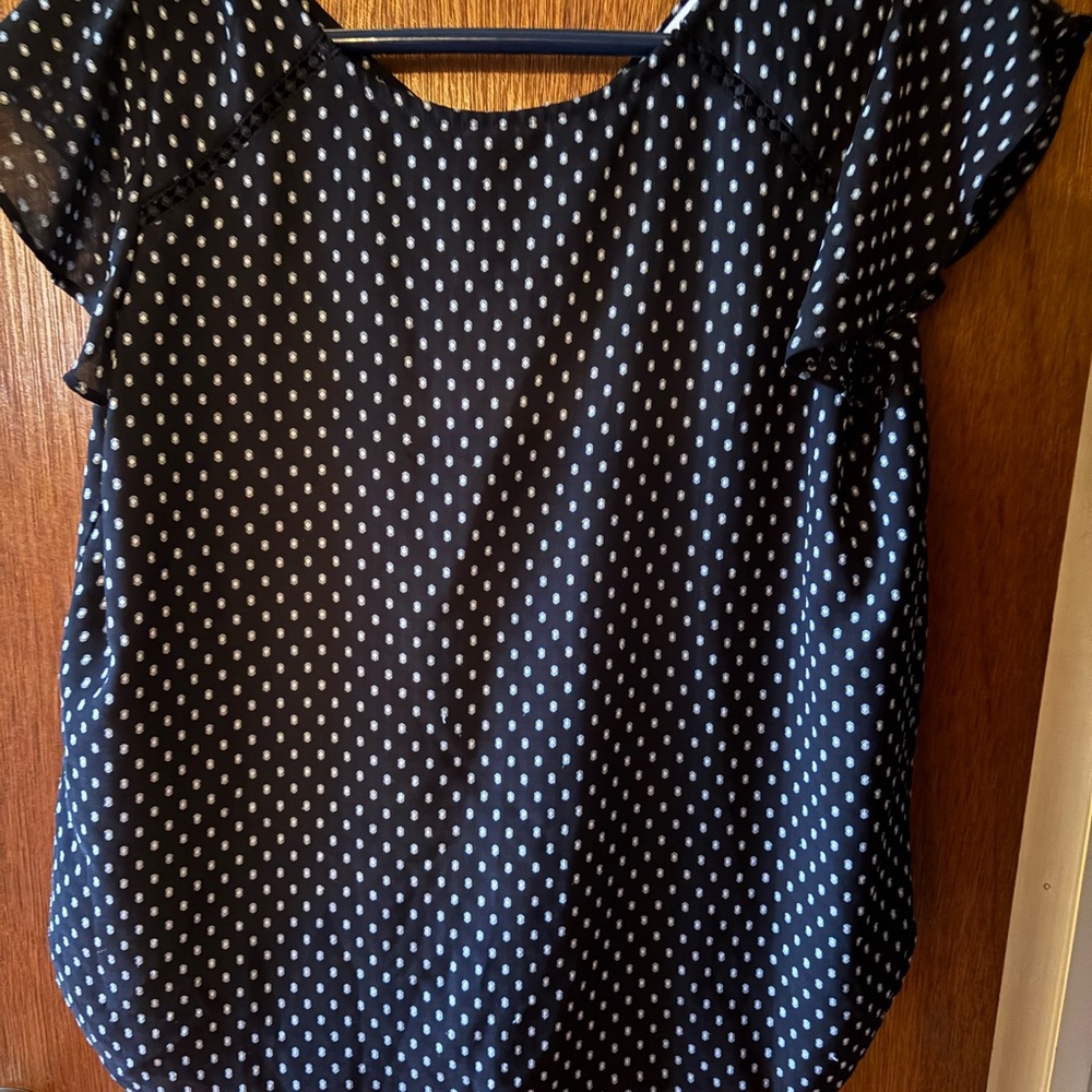 LOFT Black and White Polka Dot Blouse